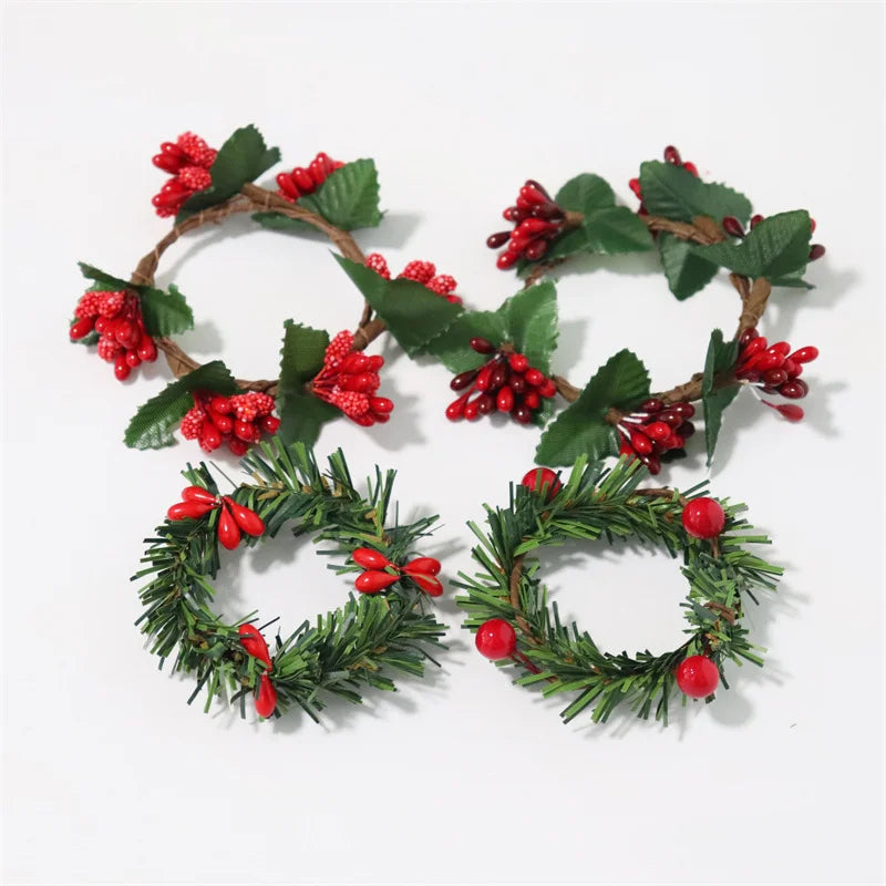 2 Pieces Can Be Matched With Christmas Decoration Pine Needle Napkin Rings For Hotel And Home Use Napkin Holders