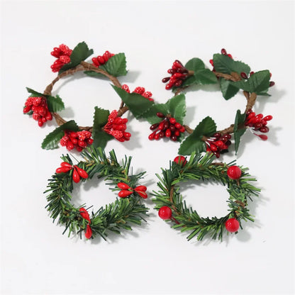 2 Pieces Can Be Matched With Christmas Decoration Pine Needle Napkin Rings For Hotel And Home Use Napkin Holders