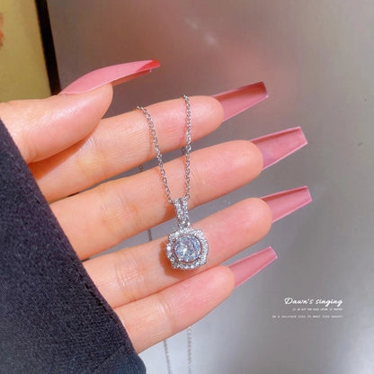 Fashion Geometric Titanium Steel Copper Plating Artificial Diamond Necklace