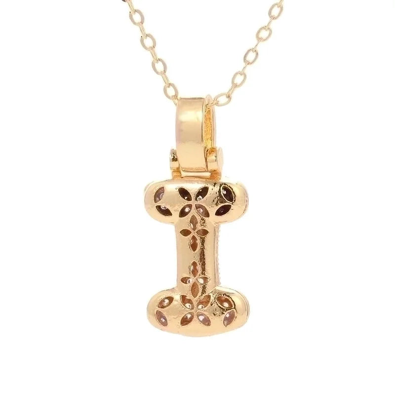 Fashion Copper Plated Real Gold Micro-inlaid Zircon Letter Pendant Necklace