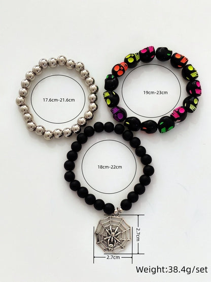 Minimalist Cool Style Spider Arylic Alloy Plating Halloween Men's Bracelets