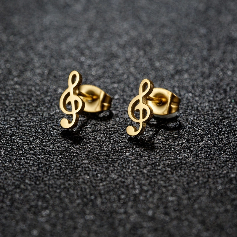 1 Pair Cute Minimalist Animal Notes Polishing 304 Stainless Steel 18K Gold Plated Ear Studs
