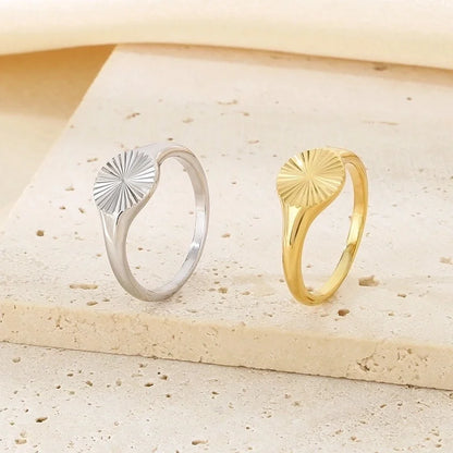 Basic Minimalist Classic Style Geometric 304 Stainless Steel 18K Gold Plated Rings