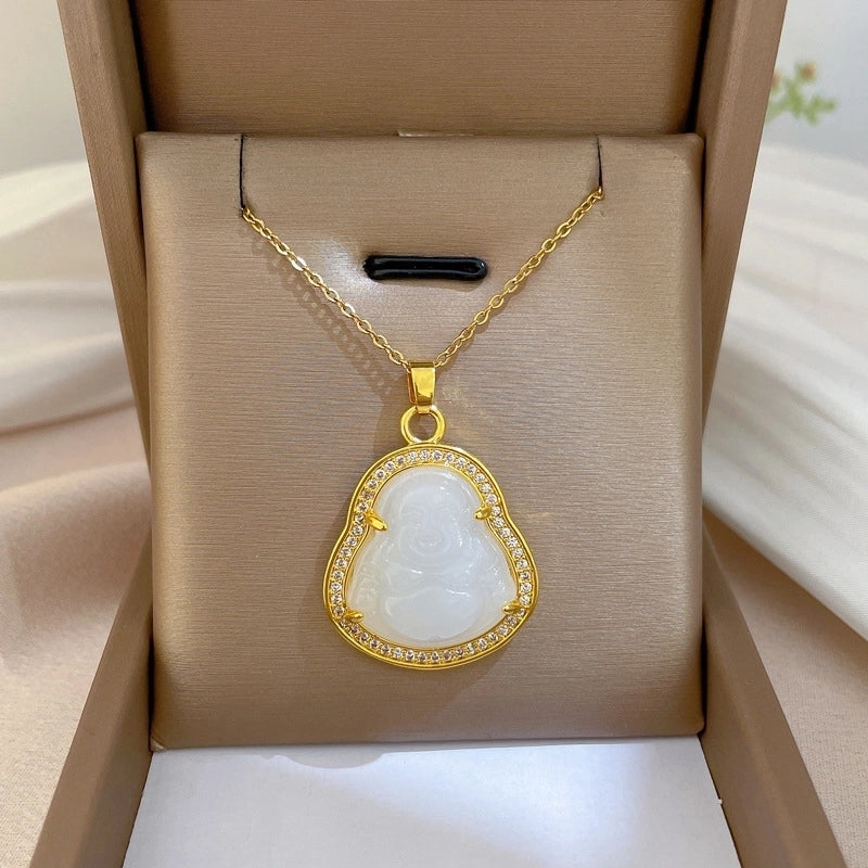 Fashion Geometric Titanium Steel Copper Plating Artificial Diamond Necklace