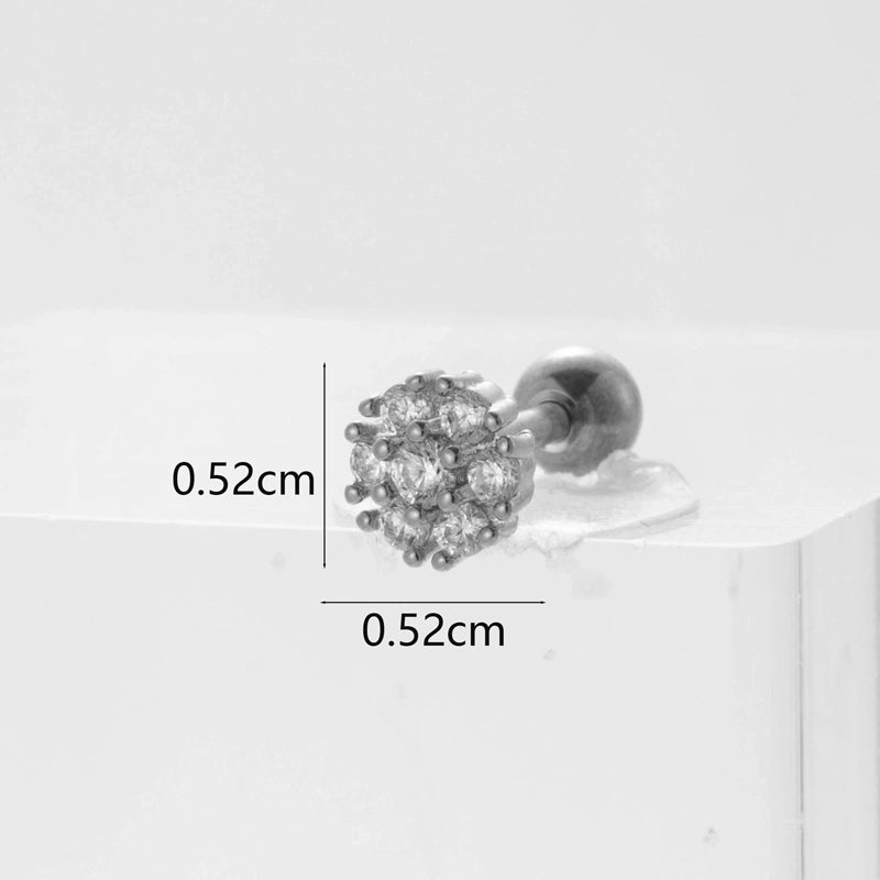 Ear Cartilage Rings & Studs Flower 316L Stainless Steel Copper Inlaid Zircon