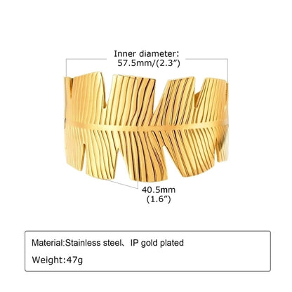 Classic Style Solid Color 304 Stainless Steel 18K Gold Plated Bangle In Bulk