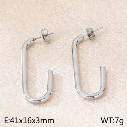 1 Pair Minimalist Solid Color Plating 304 Stainless Steel 18K Gold Plated Earrings