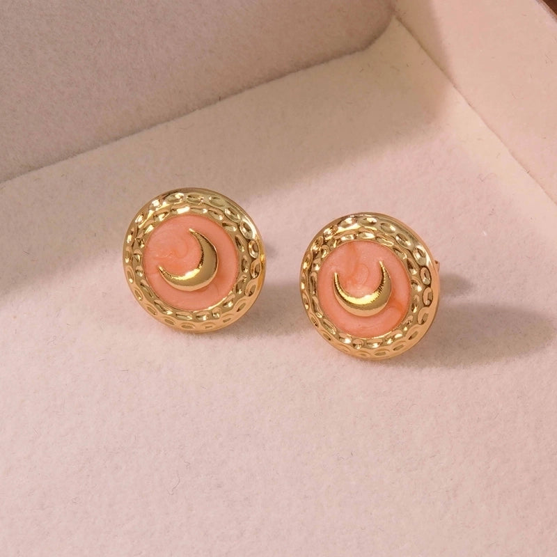 1 Pair Romantic Minimalist Classic Style Moon Plating 304 Stainless Steel Imitation Gold Ear Studs