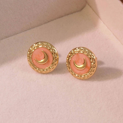 1 Pair Romantic Minimalist Classic Style Moon Plating 304 Stainless Steel Imitation Gold Ear Studs