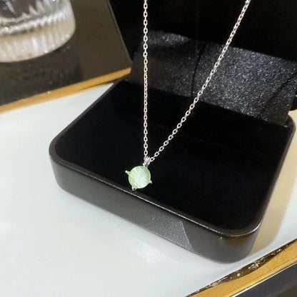 Minimalist Heart Shape Flower Bow Knot Titanium Steel Copper Plating Inlay Artificial Gemstones Pendant Necklace