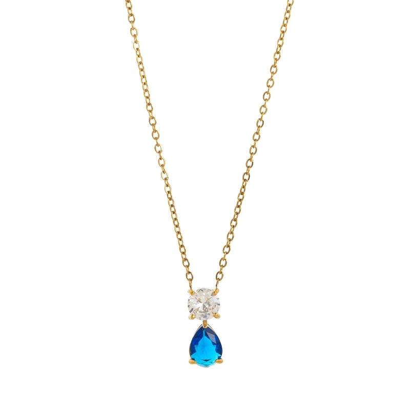 Minimalist Water Droplets 201 Stainless Steel 304 Stainless Steel Zircon 18K Gold Plated Inlay Pendant Necklace