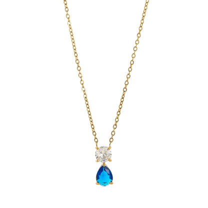 Minimalist Water Droplets 201 Stainless Steel 304 Stainless Steel Zircon 18K Gold Plated Inlay Pendant Necklace
