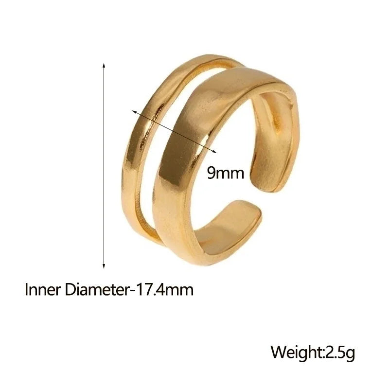 Minimalist Geometric Stainless Steel Hollow Out Open Ring 1 Piece