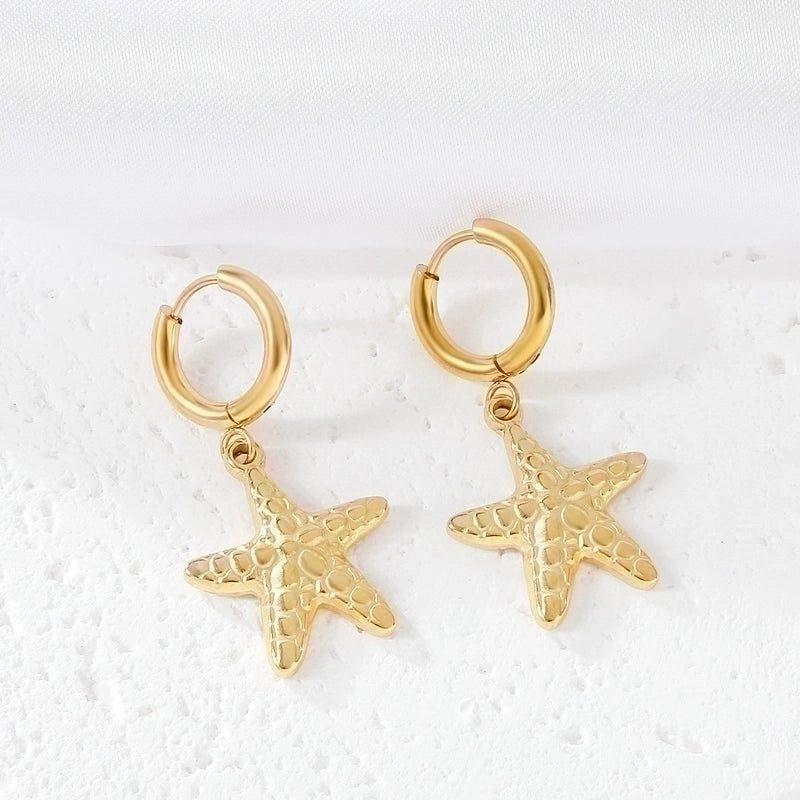 1 Piece Minimalist Starfish 304 Stainless Steel 18K Gold Plated Drop Earrings