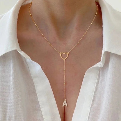 Elegant Minimalist Classic Style Letter Heart Shape 201 Stainless Steel 304 Stainless Steel Copper Zircon Stainless Steel Necklaces