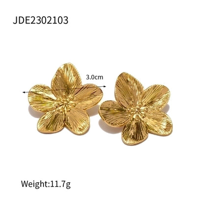 INS Style Flower Butterfly 304 Stainless Steel Turquoise 18K Gold Plated Plating Inlay Rings Earrings