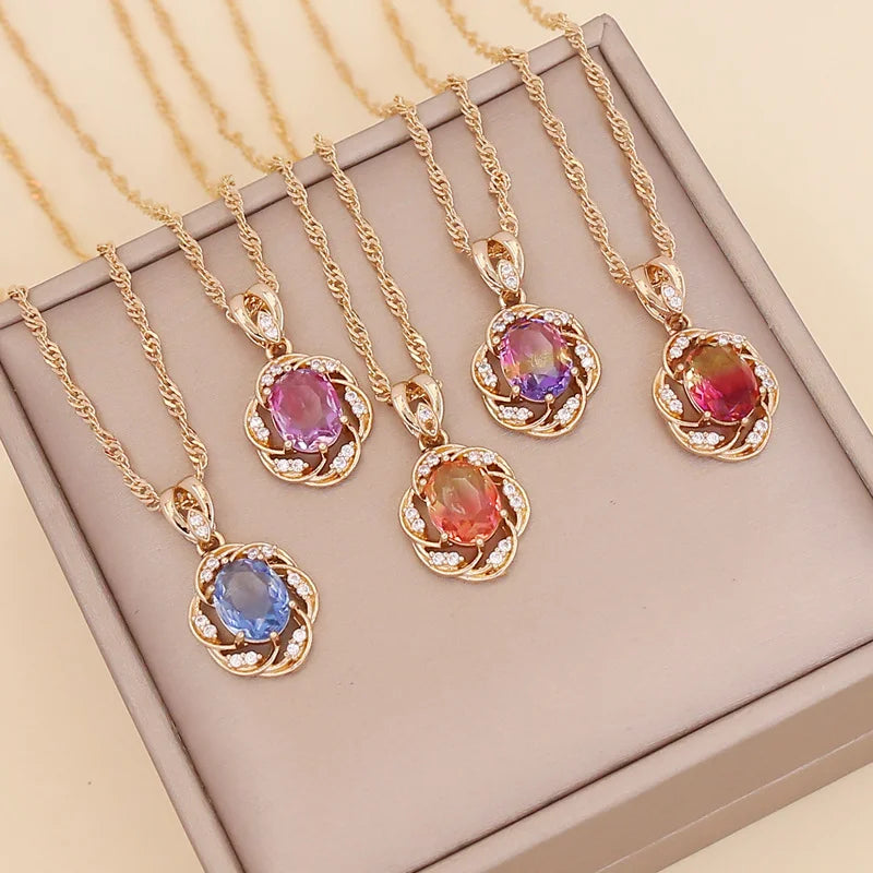 Women Minimalist Metal Flower Alloy Electroplating Necklaces