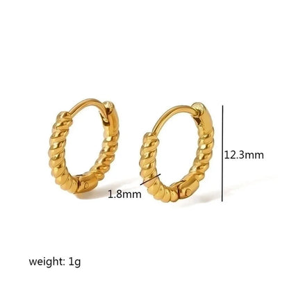 1 Pair Casual Minimalist Streetwear Twist Plating Inlay 304 Stainless Steel Zircon Earrings