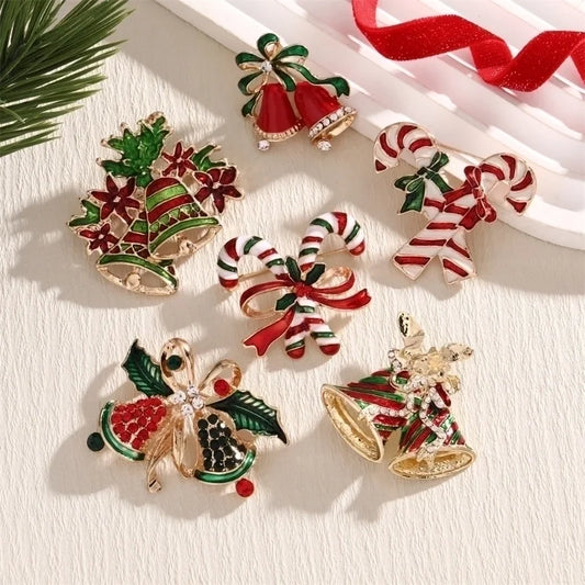 Cute Christmas Pin Bell Alloy Enamel Women's Brooches