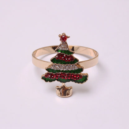 Cute Christmas Tree Santa Claus Alloy Napkin Rings 1 Set Of 6