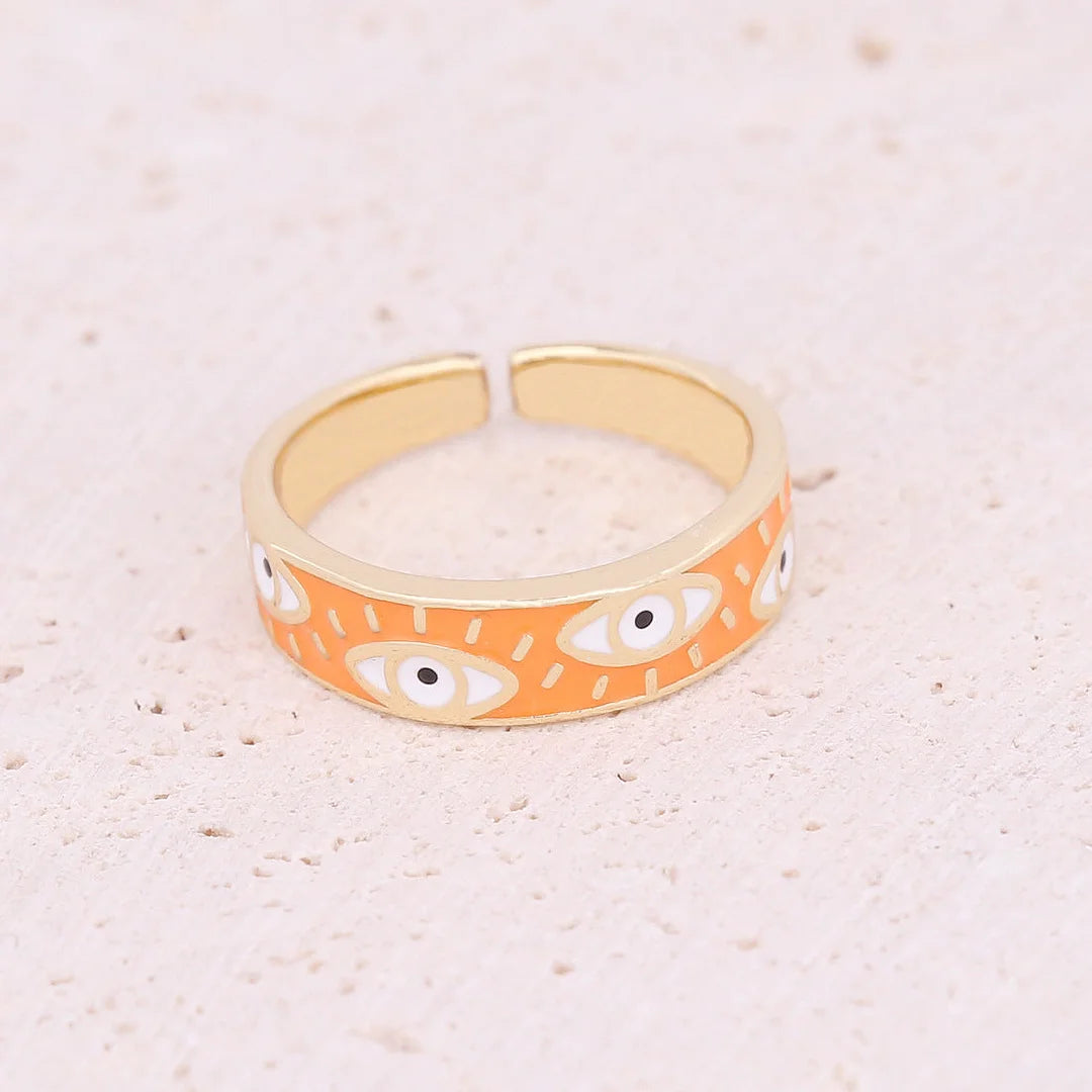Women Eye Moon Star Copper Zircon Rings