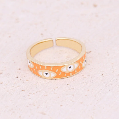Women Eye Moon Star Copper Zircon Rings