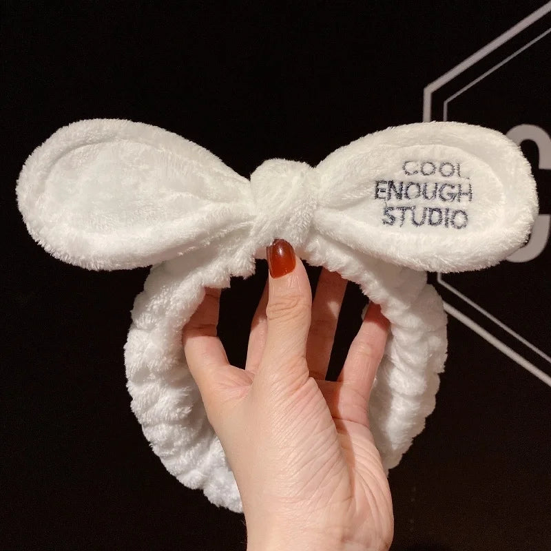 Cat Ears Hair Band Hair Band Korean Plush Internet Celebrity Rabbit Ear Hair Accessories Bow Face Wash Hair Band
