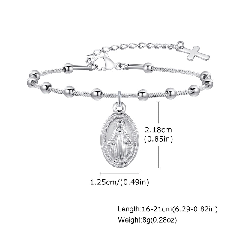 Retro IG Style Portrait Virgin Mary 201 Stainless Steel 18K Gold Plated Bracelets In Bulk Stainless Steel Bracelets