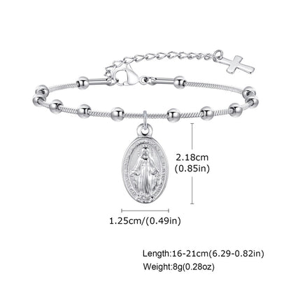 Retro IG Style Portrait Virgin Mary 201 Stainless Steel 18K Gold Plated Bracelets In Bulk Stainless Steel Bracelets
