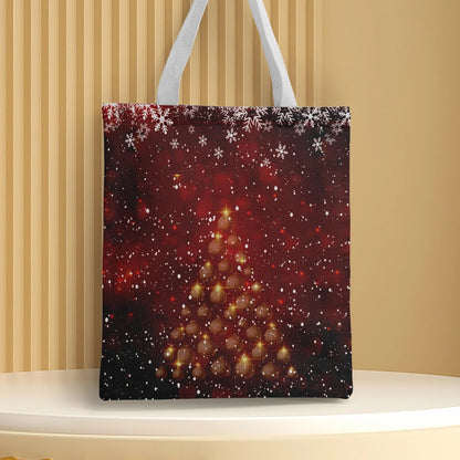 Christmas Unisex Polyester Christmas House Christmas Tree Santa Claus Cute Square Open Handbag