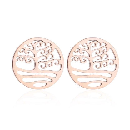 1 Pair Fashion Star Moon Tree Plating Hollow Out 304 Stainless Steel 18K Gold Plated Ear Studs
