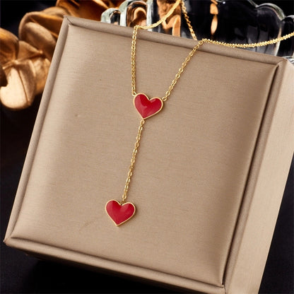Lady Heart Shape Eye Titanium Steel Plating Necklace