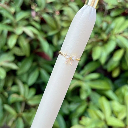 Copper 18K Gold Plated Inlay Butterfly Bow Knot Zircon Open Rings