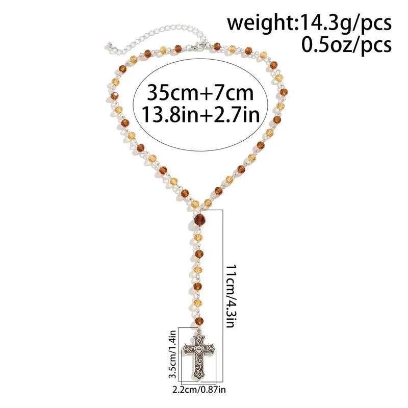 Imitation Crystal Metal Copper Tassel Plating Chain Water Droplets Necklace