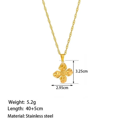 Elegant Vintage Style Classic Style Flower 304 Stainless Steel Plastic 18K Gold Plated Polishing Plating Earrings Necklace