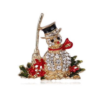 Fashion Pin Christmas Tree Alloy Plating Rhinestones Women'S Brooches