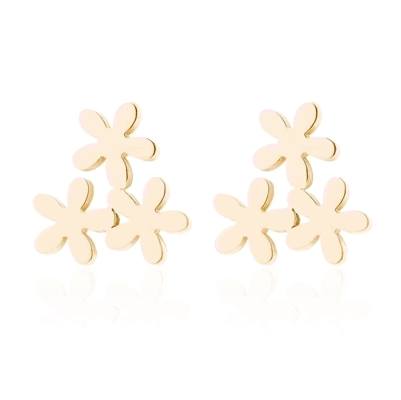 1 Pair Fashion Snowflake Plating 304 Stainless Steel 18K Gold Plated Ear Studs