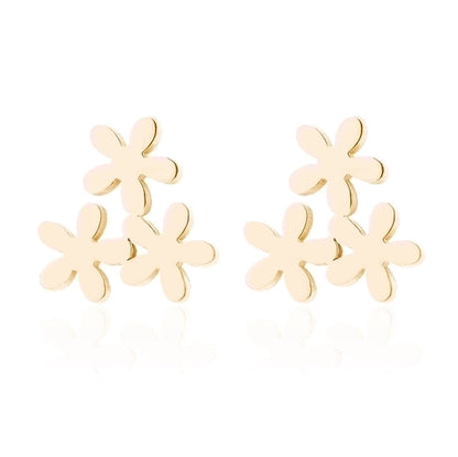 1 Pair Fashion Snowflake Plating 304 Stainless Steel 18K Gold Plated Ear Studs