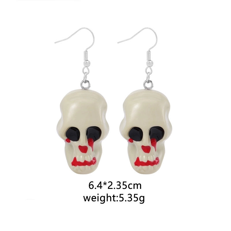 1 Pair Punk Skull Handmade Resin Drop Earrings