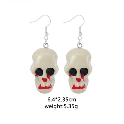 1 Pair Punk Skull Handmade Resin Drop Earrings