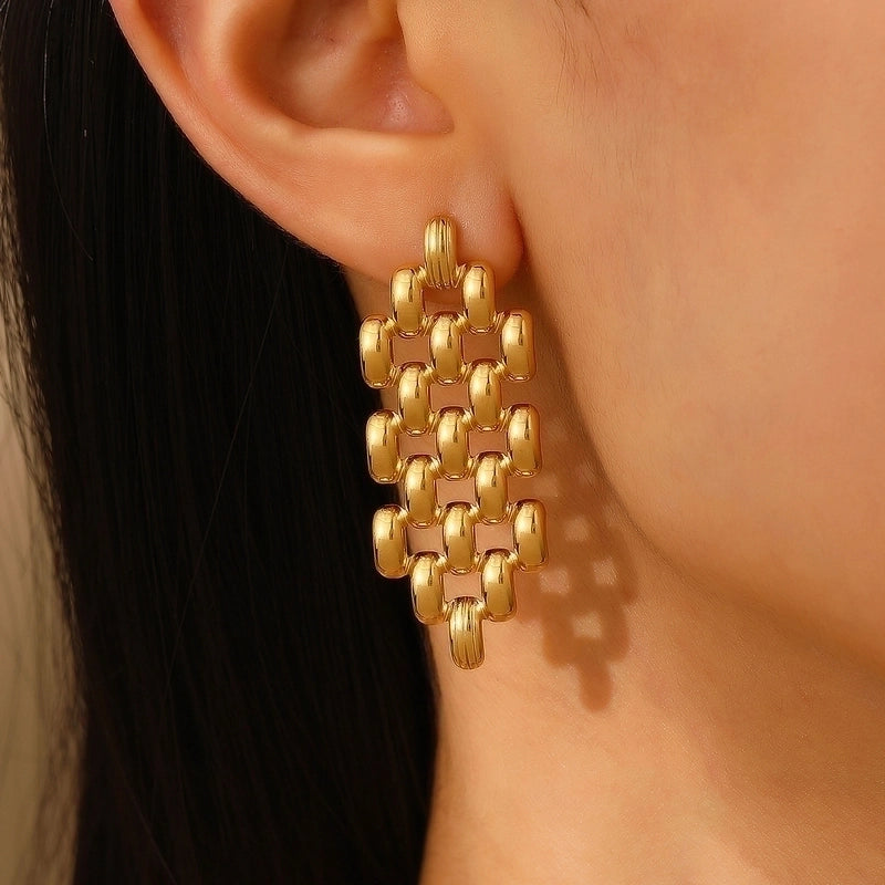 1 Pair Casual Minimalist Streetwear Geometric Plating 304 Stainless Steel Drop Earrings