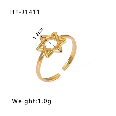 Stainless Steel 18K Gold Plated Modern Style Plating Geometric Open Rings