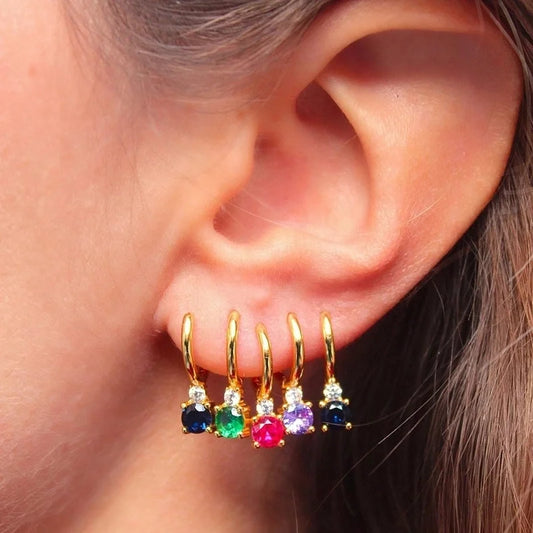 1 Pair IG Style Shiny Geometric Inlay Copper Zircon Gold Plated Drop Earrings