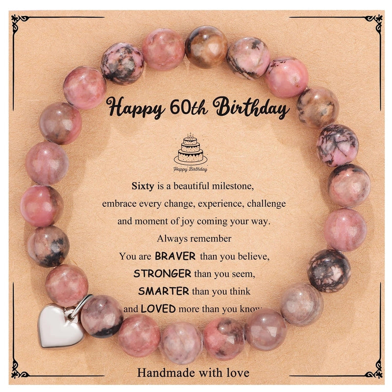 New Natural Stone Beaded Bracelet Birthday Christmas Gift Emperor Stone Powder Zebra Bracelet