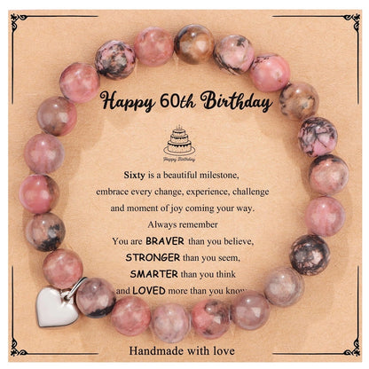 New Natural Stone Beaded Bracelet Birthday Christmas Gift Emperor Stone Powder Zebra Bracelet