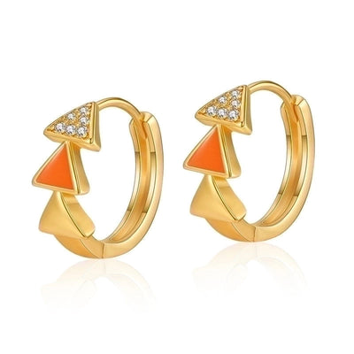 1 Pair Retro Sweet Triangle Devil\'s Eye Heart Shape Enamel Plating Inlay Copper Zircon 18k Gold Plated Ear Studs