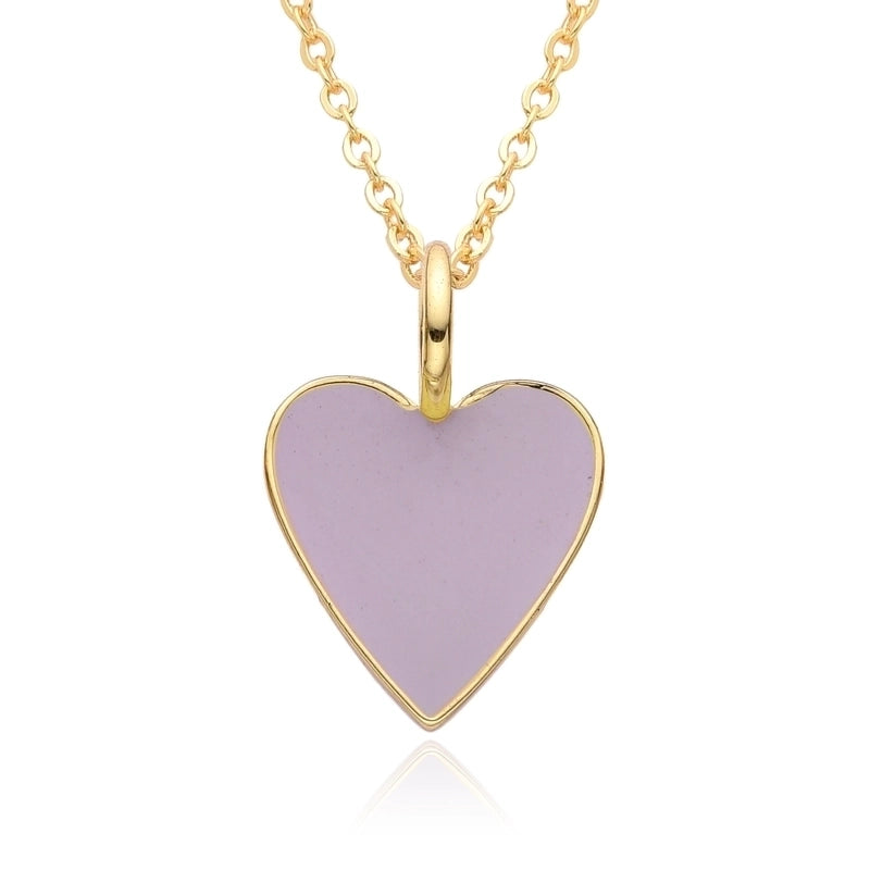 Copper IG Style Minimalist Heart Shape Enamel Plating Pendant Necklace
