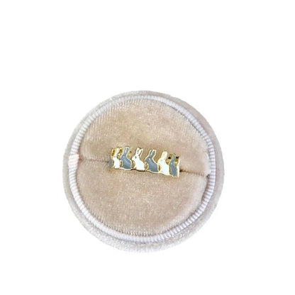 Copper Inlay Flower Pearl Rings