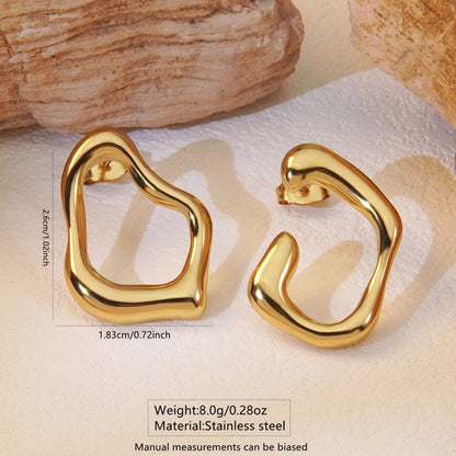 1 Pair Minimalist Classic Style Artistic Asymmetrical Irregular Hollow Out 304 Stainless Steel Imitation Gold Ear Studs