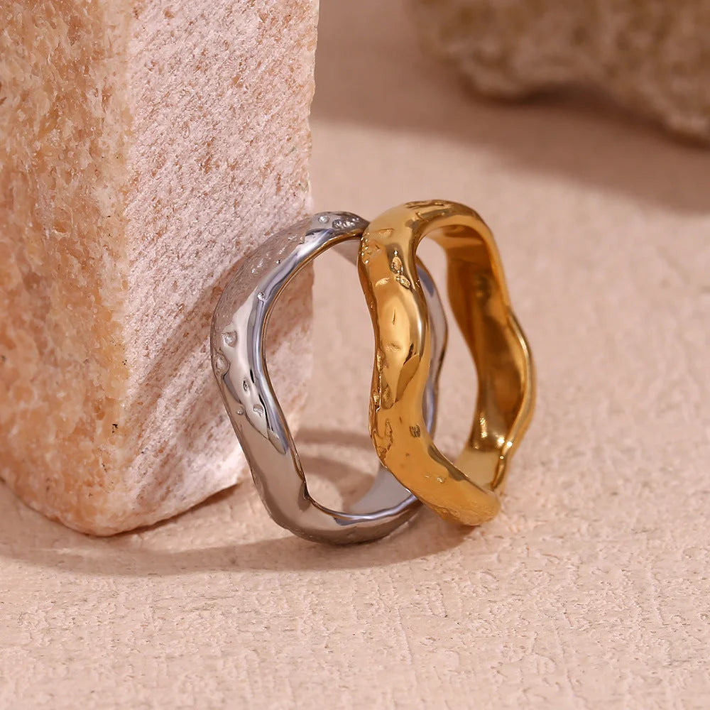 Fashion Niche Circle Geometric Stainless Steel 18K Gold Plated Rings